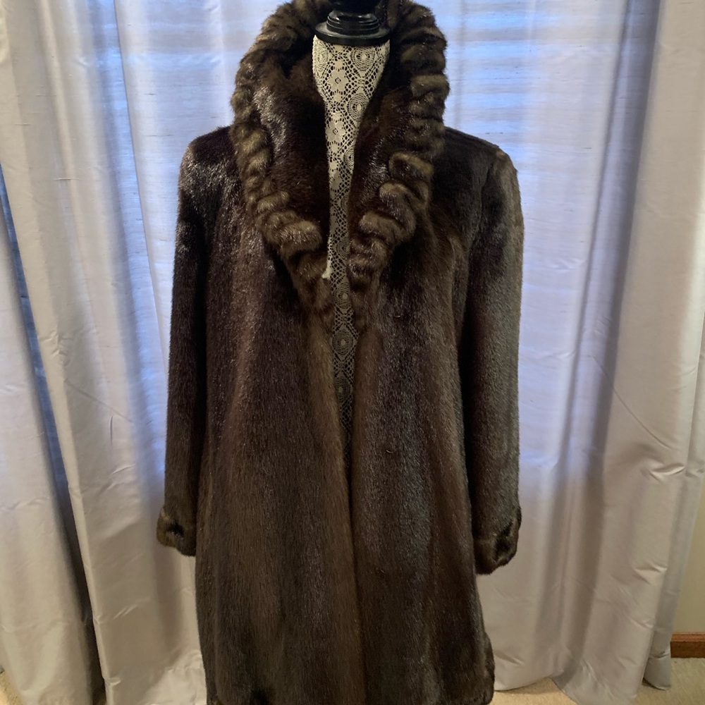 Brown Mink Faux Fur Coat